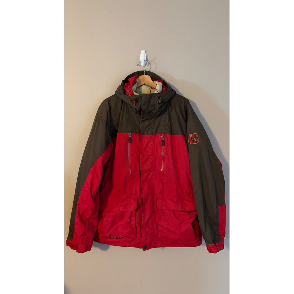 Burton Snowboard Jacket Mens Large Red Brown Excellent 3-in-1 Hooded Parka